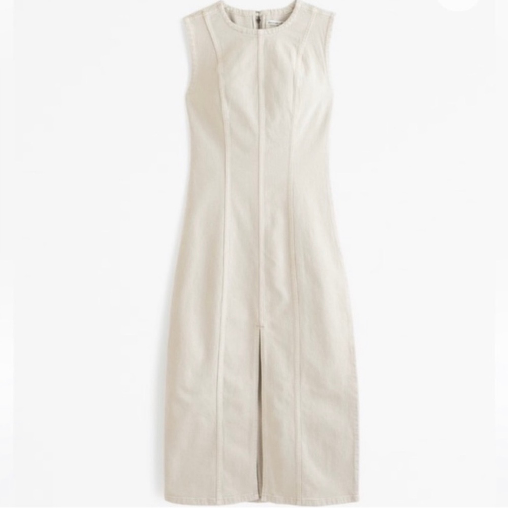 Abercrombie Cream Shell Denim Midi Dress XXSP